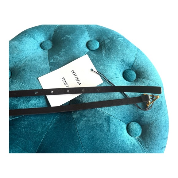 Bottega Veneta Black Leather Skinny Triangle Buckle Belt Size 90/38 Medium - Picture 6 of 8